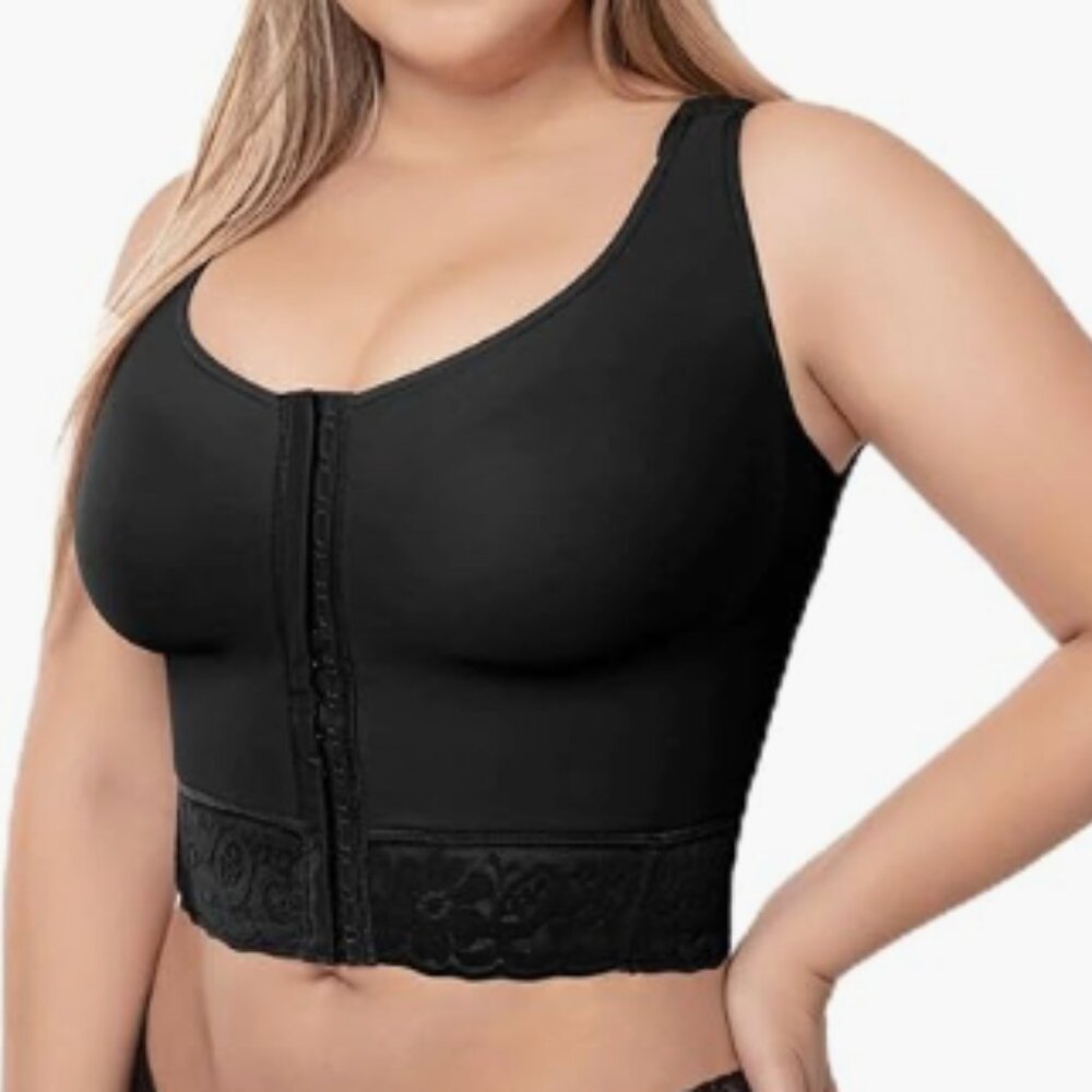 Post Op Bra medium lift w 3D technology material Posture Corrector |Black|32D/DD